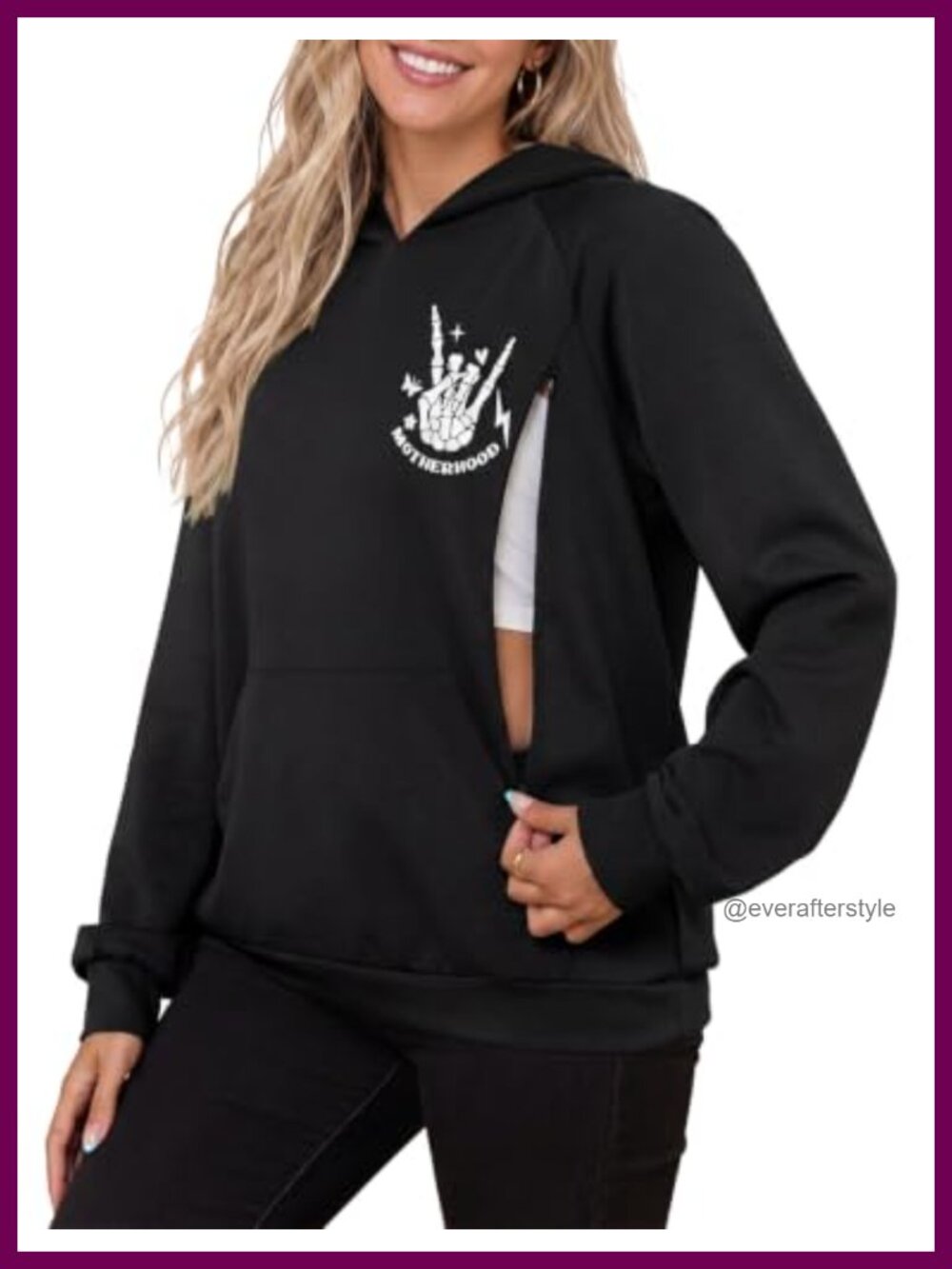 Nursing Hoodie Breastfeeding Hidden Zipper Maternity Sweatshirt